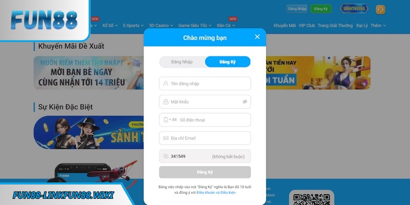 Đăng ký đăng nhập FUN88 chạm mở đầu cho hành trình giải trí