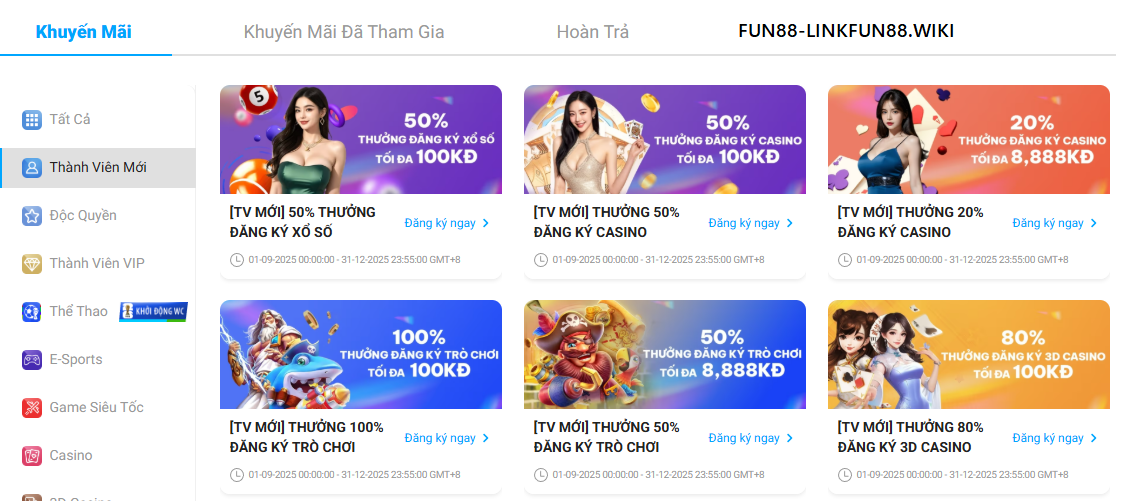 Khuyến mãi fun88 thành viên mới