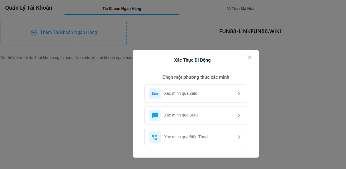 Thêm tài khoản fun88